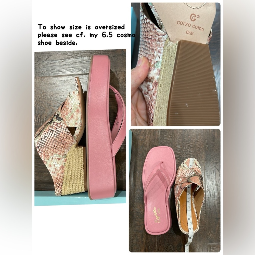 NIB pink Flatforms flip flop platform-sandals 2” beach pool slides toe loop ring - Picture 4 of 16